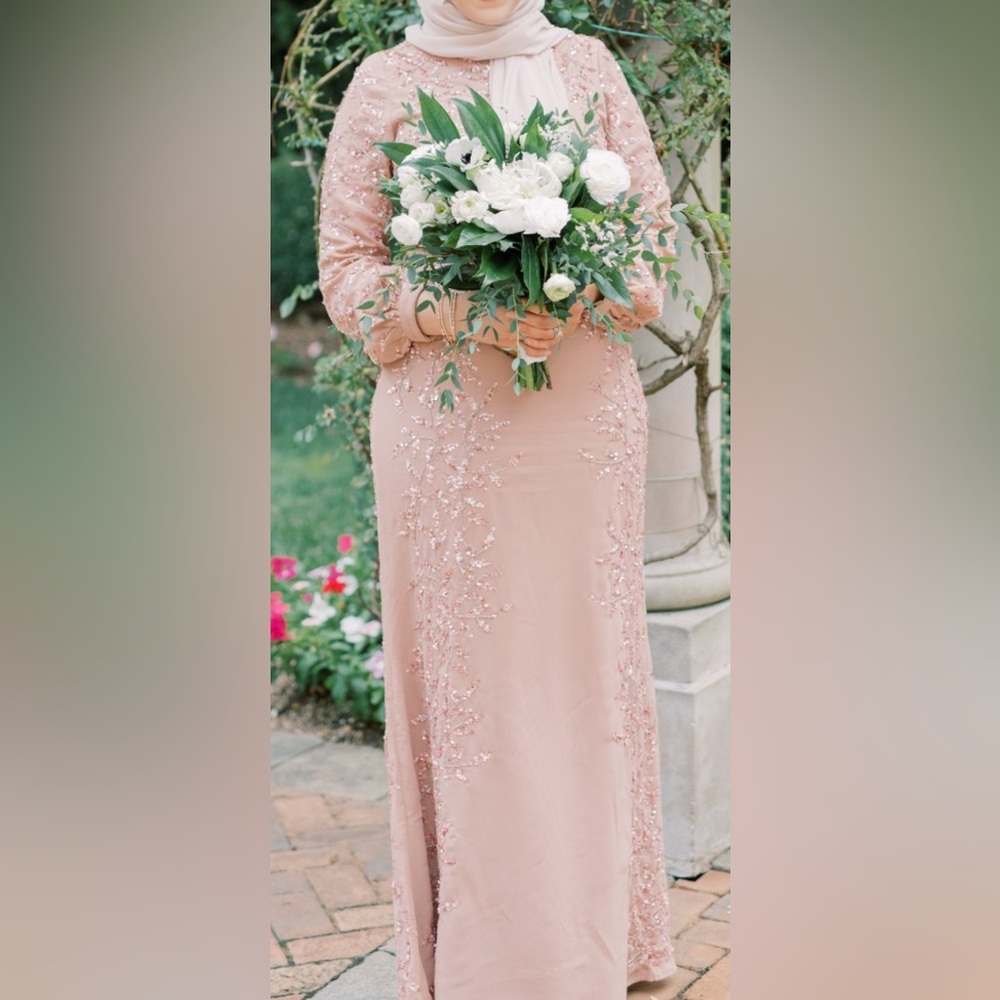 Chic Long Sleeve Blush Dress